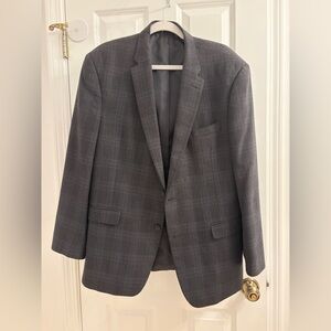 Tommy Hilfiger charcoal Grey Plaid Sport Coat blazer R44 EUC